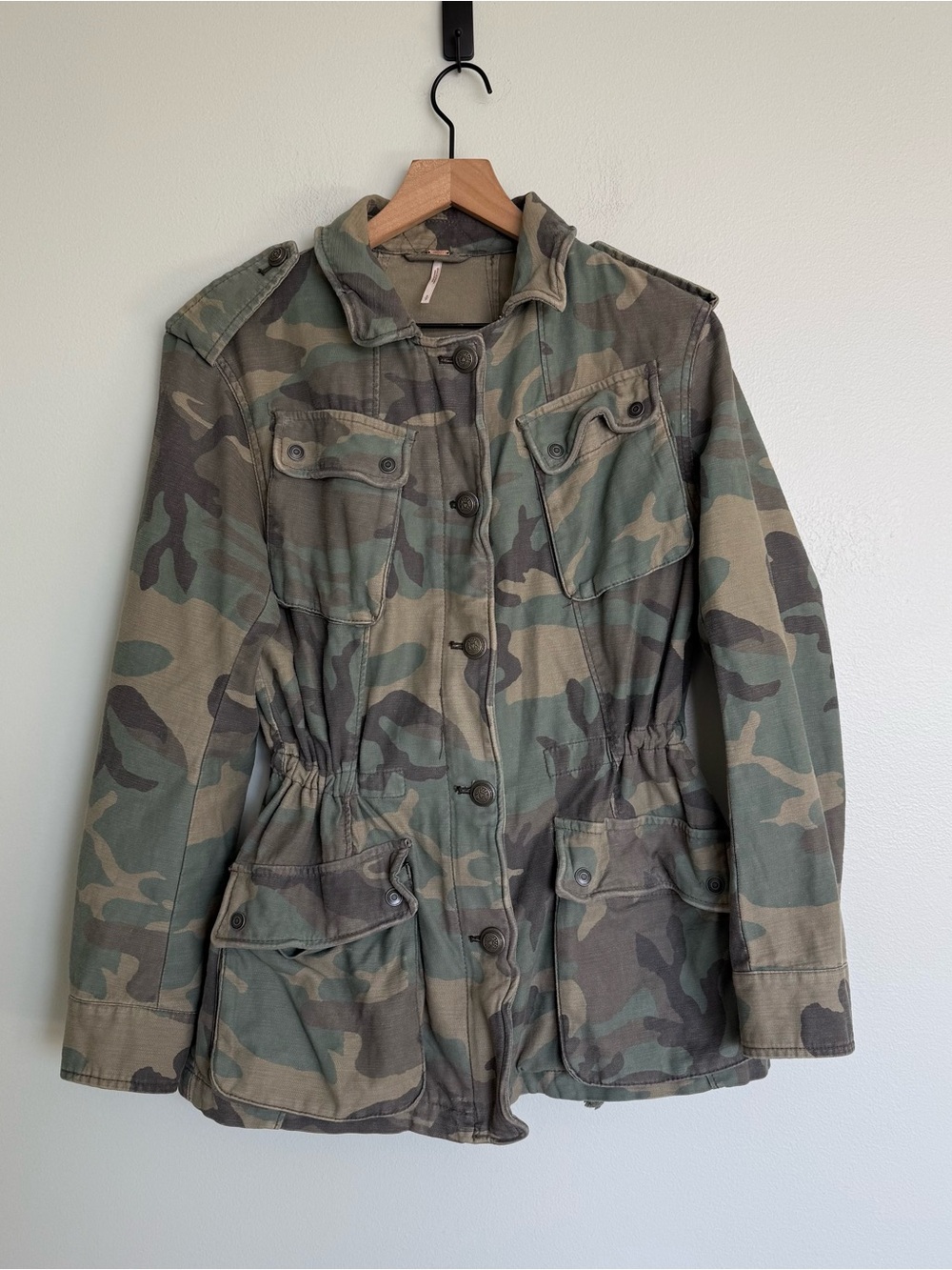 Free People Not Your Brother's Green Camo Print Surplus Jacket - Picture 7 of 12